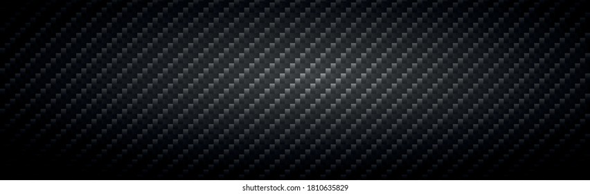 Panoramic texture of black and gray carbon fiber - illustration
