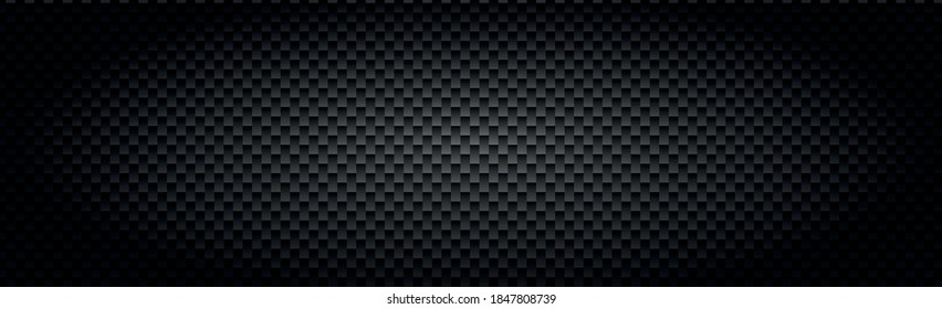 Panoramic texture of black and gray carbon fiber - illustration