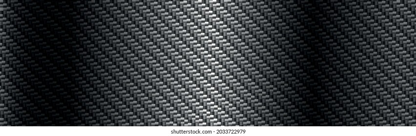 Panoramic texture of black and gray carbon fiber - illustration