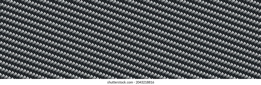 Panoramic texture of black and gray carbon fiber - illustration