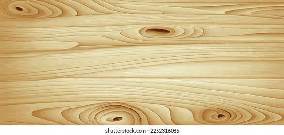 Panoramic texture of light wood with knots - Vector illustration