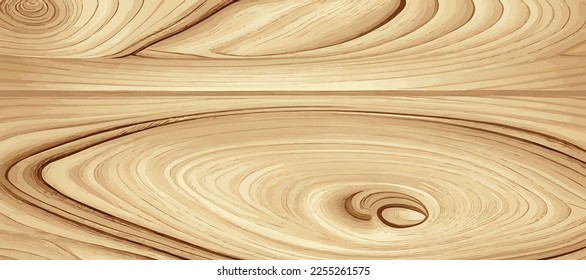 Textura panorámica de madera clara con nudos - Ilustración vectorial
