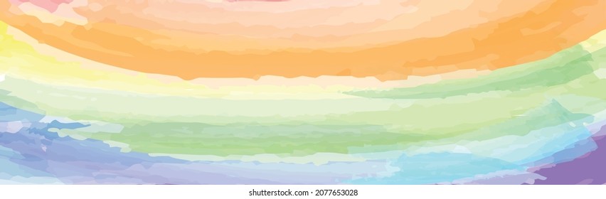 Panoramic texture of realistic multi-colored watercolor on a white background - Vector illustration