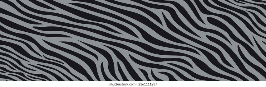 Panoramic texture zebra skin set of chaotic lines - Vector illustration