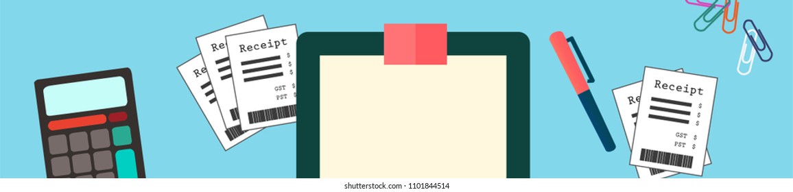 Panoramic vector of an accountant office desk