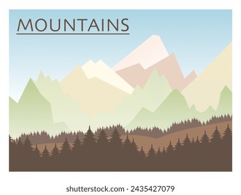 Ilustración vectorial panorámica de las cordilleras. Abstracción de montañas. EPS 10.