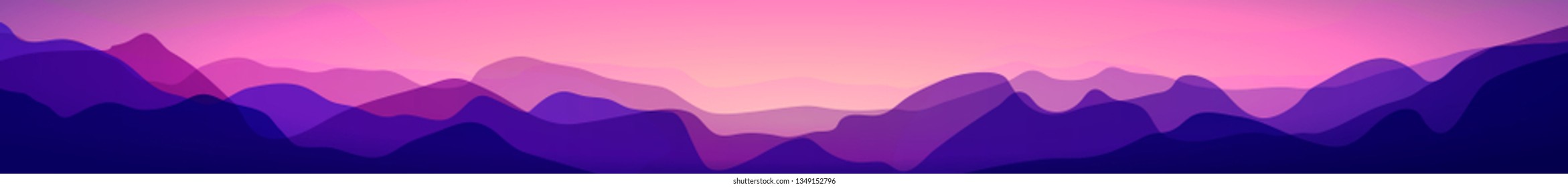 Panoramic vector minimalist landscape. Abstract gradient background. Beautiful wallpaper