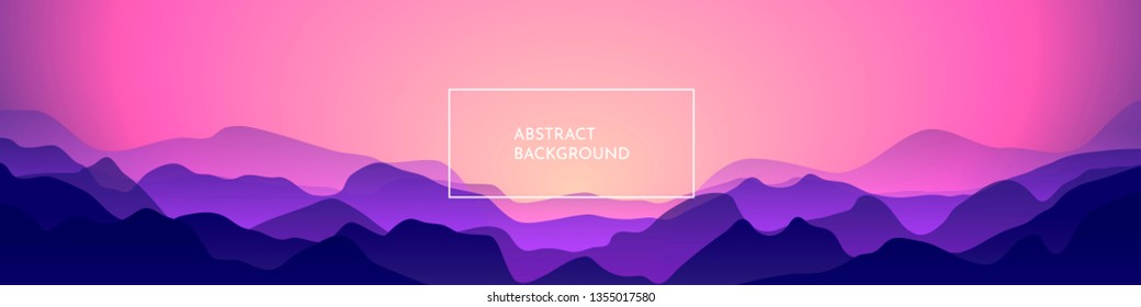 Panoramic vector minimalist landscape  Abstract gradient background  Beautiful wallpaper