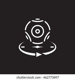 panoramic video camera line icon, outline vector logo illustration, linear pictogram isolated on black