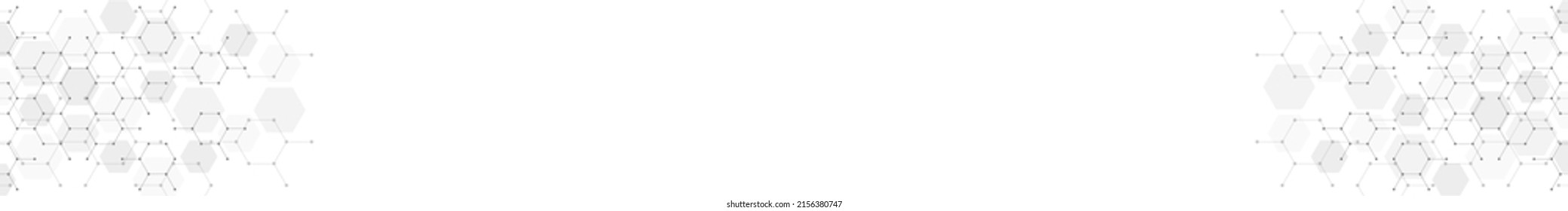 Panoramic view of abstract geometric background with hexagons shape pattern for banner or website header template