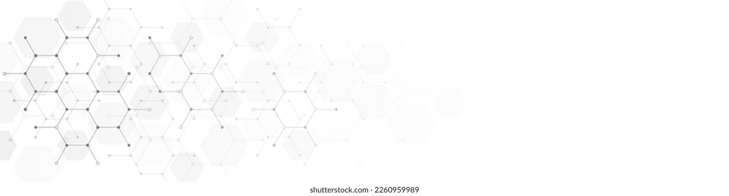 Panoramic view of abstract geometric background with hexagons shape pattern for banner or website header template