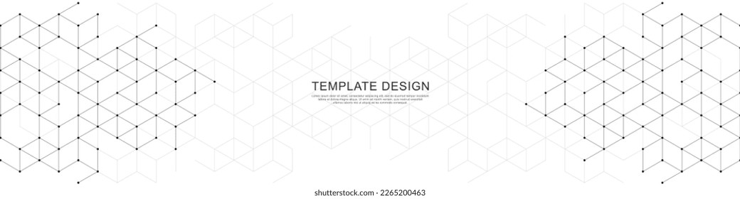 Panoramic view of abstract geometric background with hexagons shape pattern for banner or website header template
