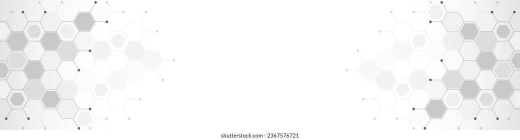 Vista panorámica del fondo geométrico abstracto con el patrón de forma hexagonal para la plantilla de encabezado de banner o sitio web