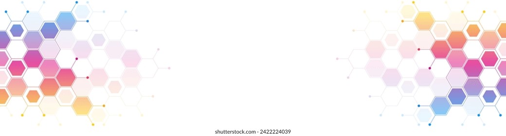 Vista panorámica del fondo geométrico abstracto con el patrón de forma hexagonal para la plantilla de cabecera de banner o sitio web. Ilustración del vector
