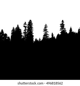 Panoramablick auf den Wald. Baum Silhouette. Vektorgrafik