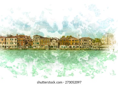 Panoramic view of Giudecca Island, Venice, Italy