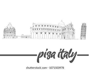 Panoramic view of historical old Pisa Cathedral in Cathedral Square in Pisa, Italy