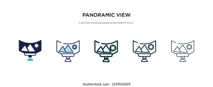 panoramic view icon in different style vector illustration. two colored and black panoramic view vector icons designed in filled, outline, line and stroke style can be used for web, mobile, ui