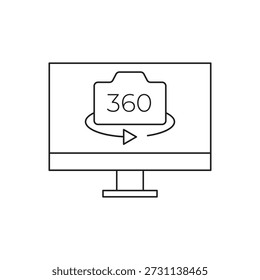 Icono de vista panorámica en el monitor de escritorio
