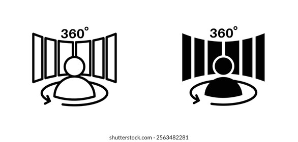 Panoramic view icons in outline and fill. vector illustration for ui.