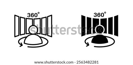 Panoramic view icons in outline and fill. vector illustration for ui.