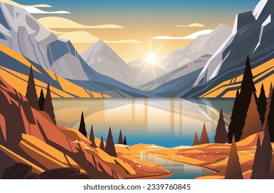 panoramic view of lake in mountains raging mountain river beautiful nature landscape background summer vacation traveling concept