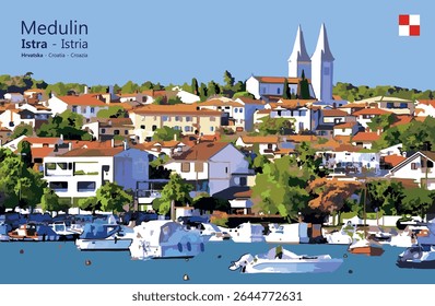 Panoramic view of Medulin seaside, Istria, Croatia