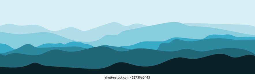 Panoramablick auf die Berglandschaft. Fehler oder glatter blauer Hintergrund der Berge. Vektorgrafik