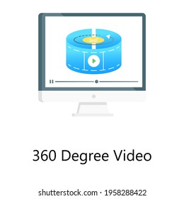 Panoramic view player, 360 degree video conceptual vector in flat gradient 