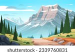 panoramic view of rocky mountains beautiful nature landscape background summer vacation traveling concept