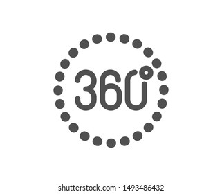 Panoramic view sign. 360 degrees icon. VR technology simulation symbol. Classic flat style. Simple 360 degrees icon. Vector