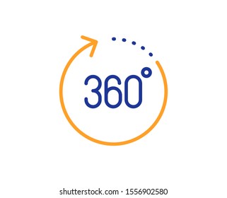 Panoramic view sign. 360 degrees line icon. VR technology simulation symbol. Colorful outline concept. Blue and orange thin line 360 degrees icon. Vector