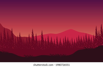 The panoramic view of the sky is really beautiful with incredible mountain views at dusk. Vector illustration of a city