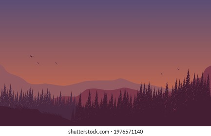 The panoramic view of the twilight sky is truly beautiful with extraordinary natural scenery. Vector illustration of a city