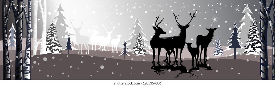 Reindeer Winter Scene Silhouette High Res Stock Images Shutterstock