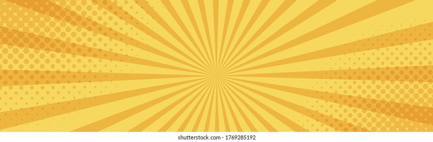 Panoramic yellow comic zoom with lines - Vector