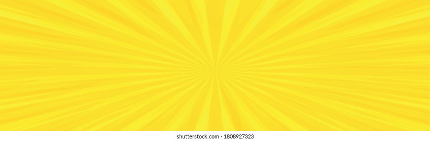 Panoramic yellow comic zoom with lines - Vector