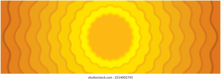 Panoramic yellow sunbeam. Dimension 3:1. Vector illustration.