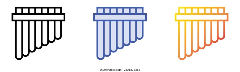 panpipe icon. Linear, Blue Fill and Gradient Style Design Isolated On White Background