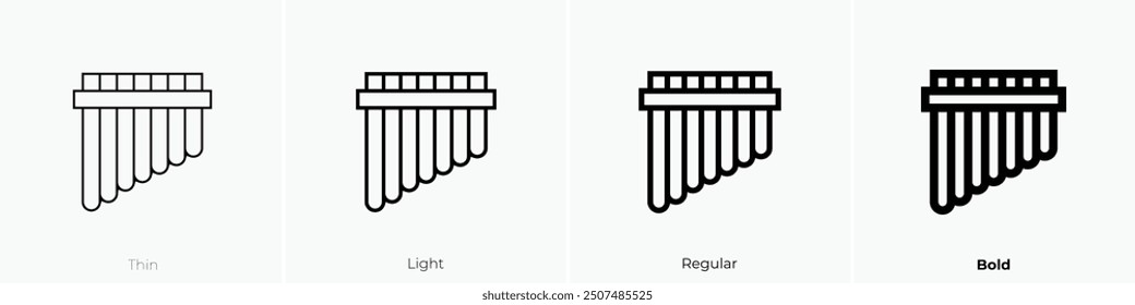 panpipe icon. Thin, Light Regular And Bold style design isolated on white background