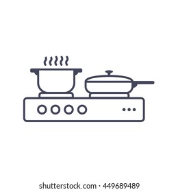 Pans on the stove icon vector, Cooking sign