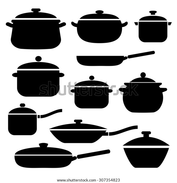 Pans Pots Collection Stock Vector (Royalty Free) 307354823