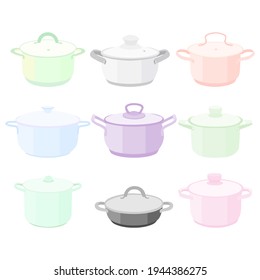 Pans pots collection vector illustration
