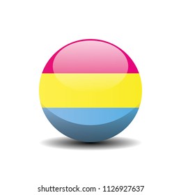 Pansexual Circle Button Flag. LGBT 3D, Vector, Illustration, Symbol.