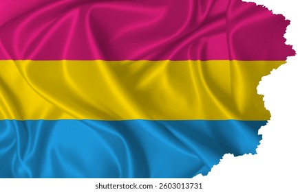 Pansexual Community flag vector with torn edges on a transparent background