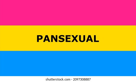Pansexual flag with black text word pansexual