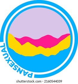 Pansexual flag with mountain pattern. Hills with pride colors