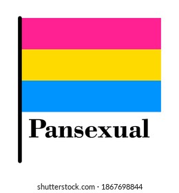 Bandera pansexual en fondo blanco, signo de diseño, ilustración vectorial