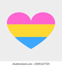 Pansexual flag in the shape of a heart. Cute pride month emblem, lgbt, tolerance.