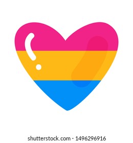 Pansexual heart isolated on white background. LGBT pride symbol. Design element for banner, poster or leaflet.